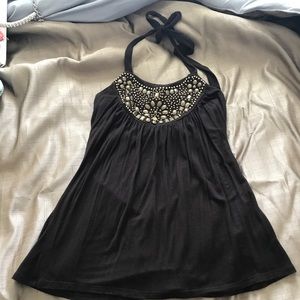 BCX brown halter with gold bead detailing